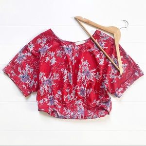 UO Staring at Stars Dolman Sleeve Floral Blouse